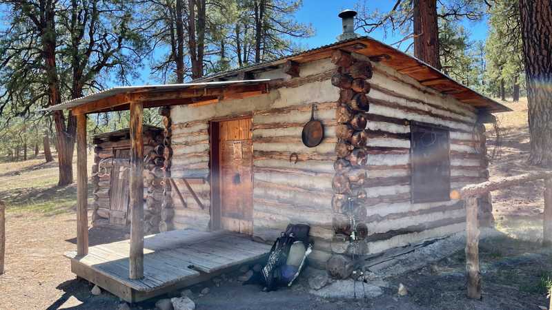 A cabin owned by the New Mexico Department of Fish and Game