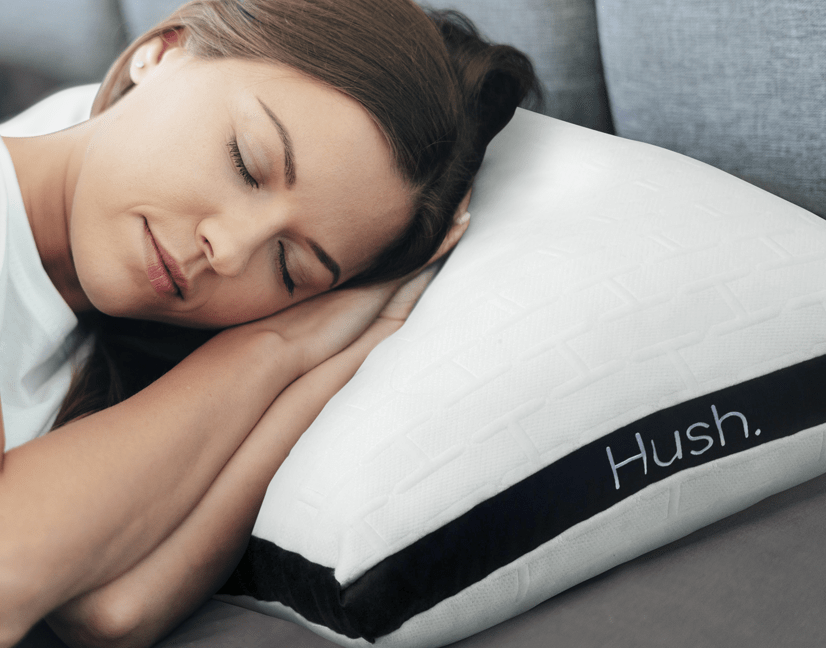 woman sleeping on hush pillow