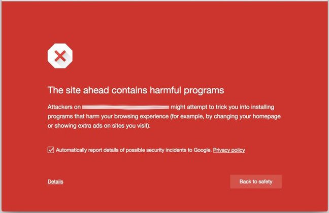 The site ahead contains malware.