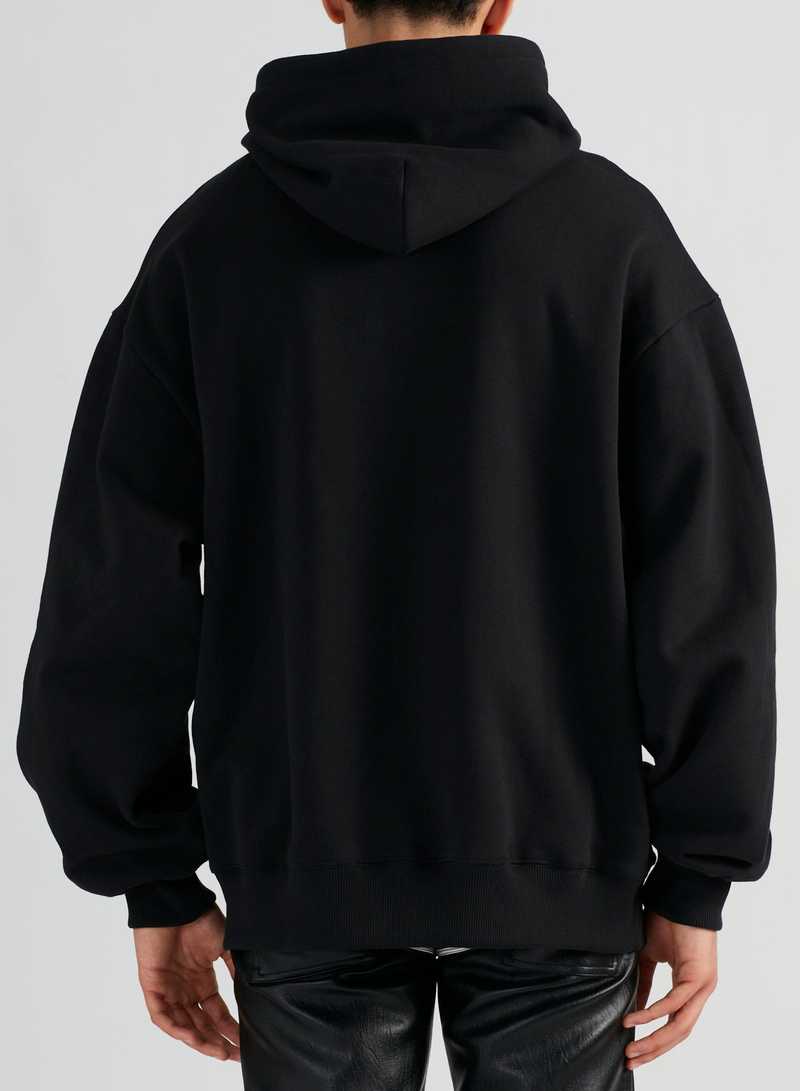 Abbas black hoodie, back view. GmbH AW22 collection.