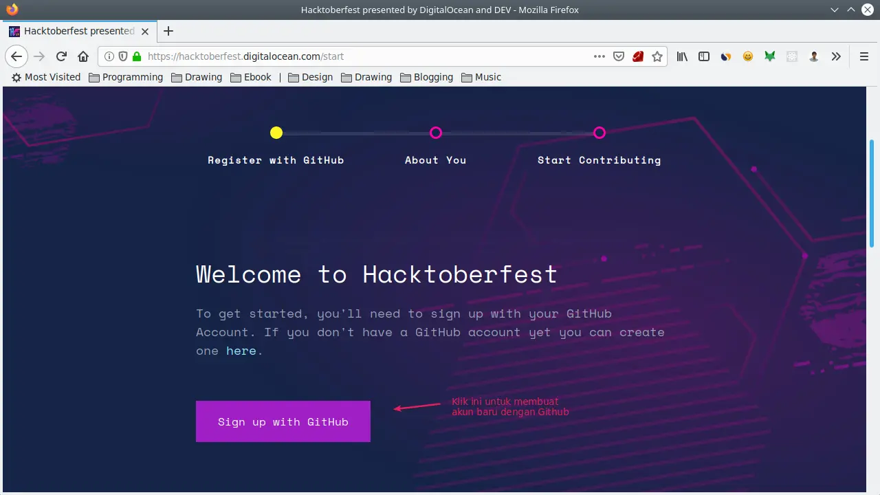 Mendaftar Hacktoberfest dengan Github