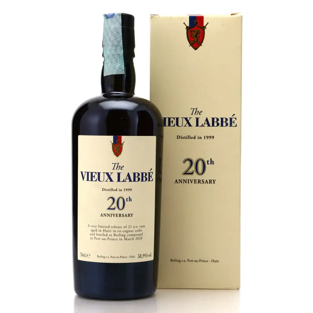 Image of the front of the bottle of the rum The Vieux Labbé (20th Anniversary)