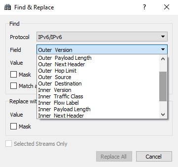 Combo fields in Find & REplace