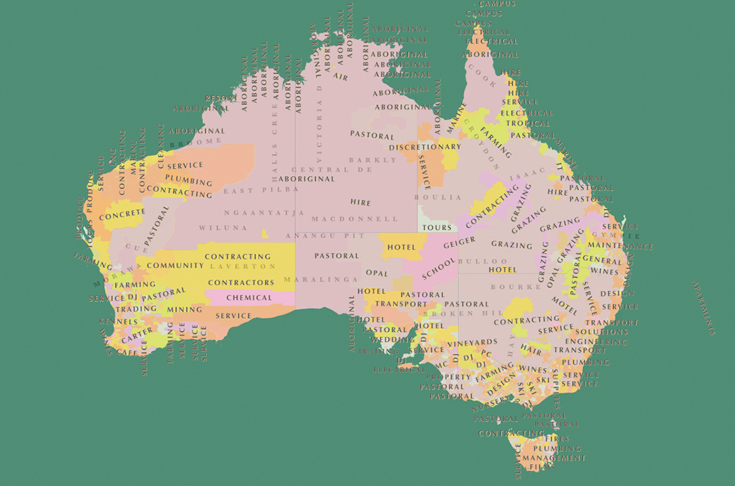 Map of most common business sectors in Australia