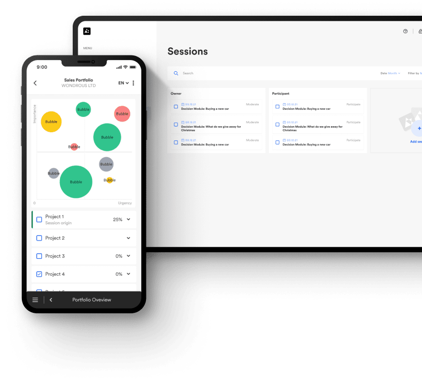 Benutzeroberfläche von Leadmapp mit Übersicht zur Priorisierung von Projekten