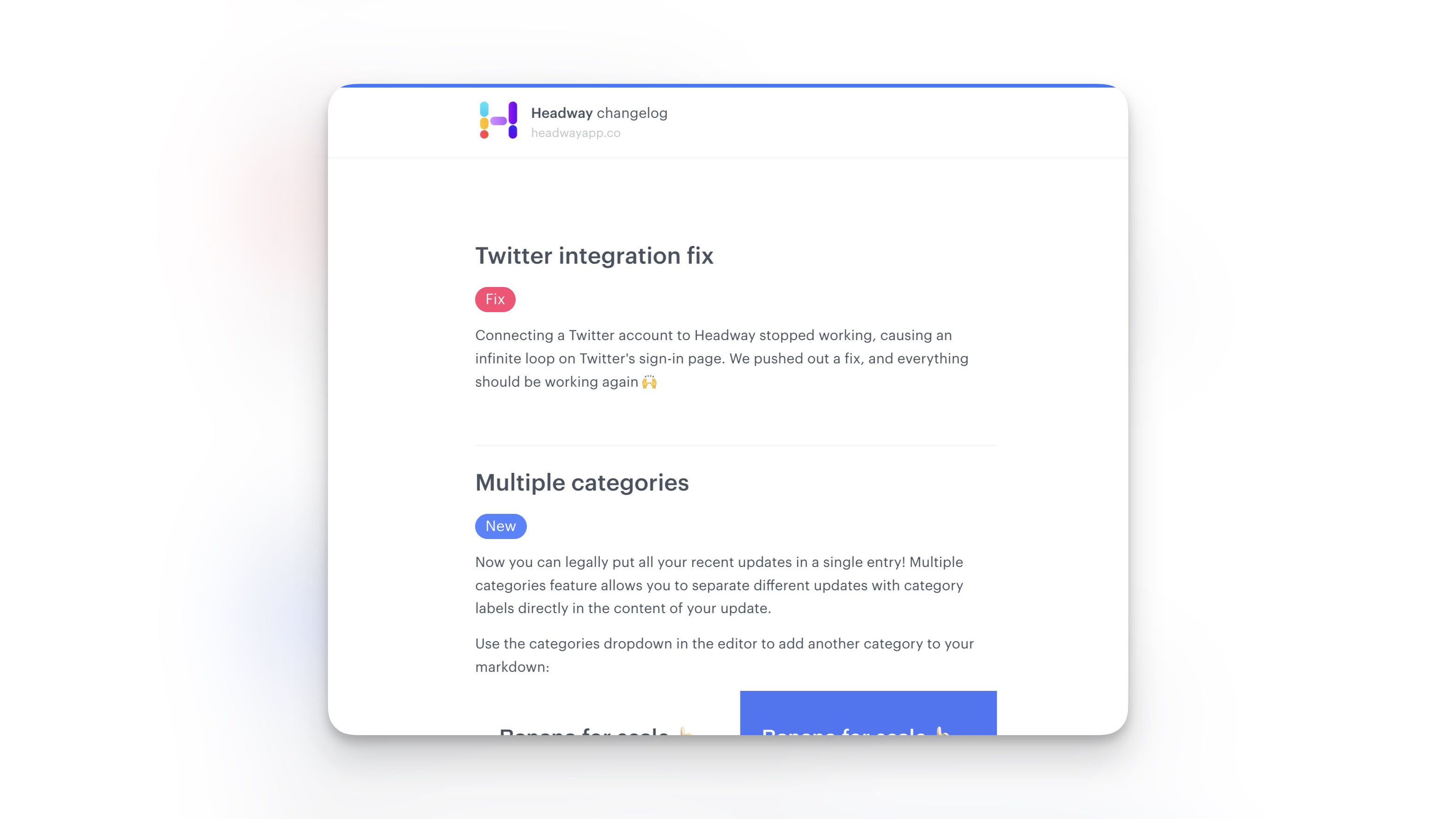 Preview of Headway's changelog