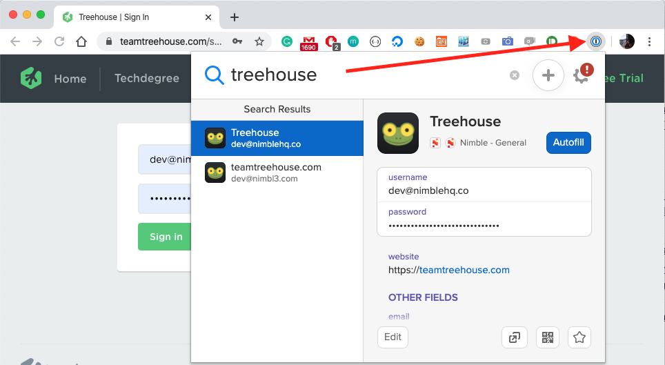 1Password Treehouse Toolbar