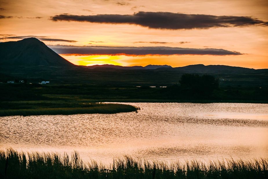 See, Sonnenaufgang, Myvatn, Island