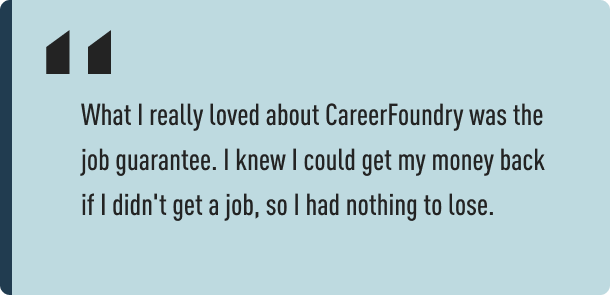 A quote from Alice about her career change journey