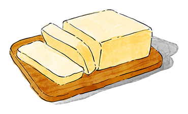 Illustration of board of butter