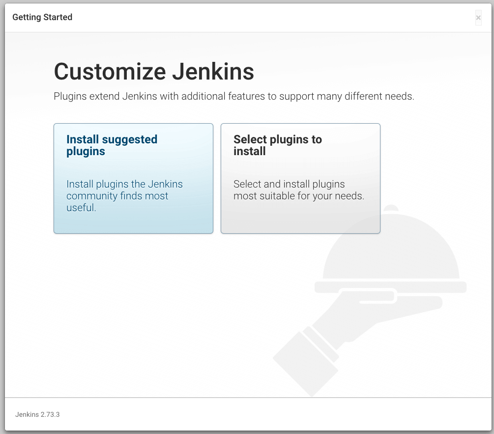 Jenkins customization screen after installation