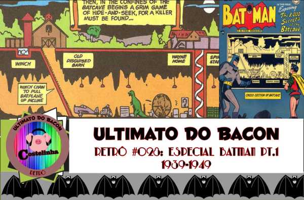 Imagem com desenhos do Batman em sua Batcaverna