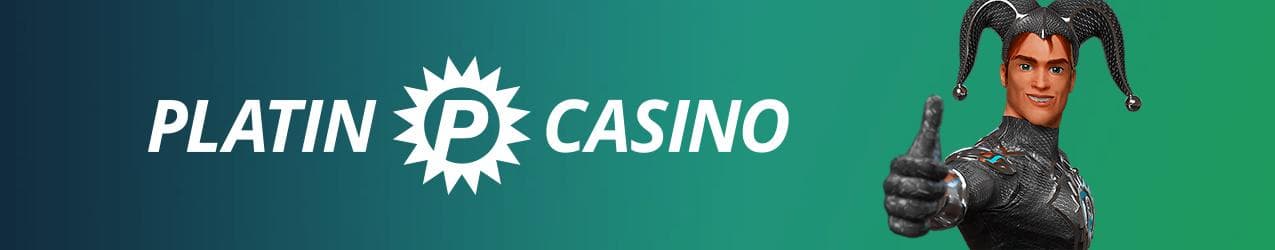 Platin Online Casino Testbericht Banner mit Logo und Platin Jack Testimonial