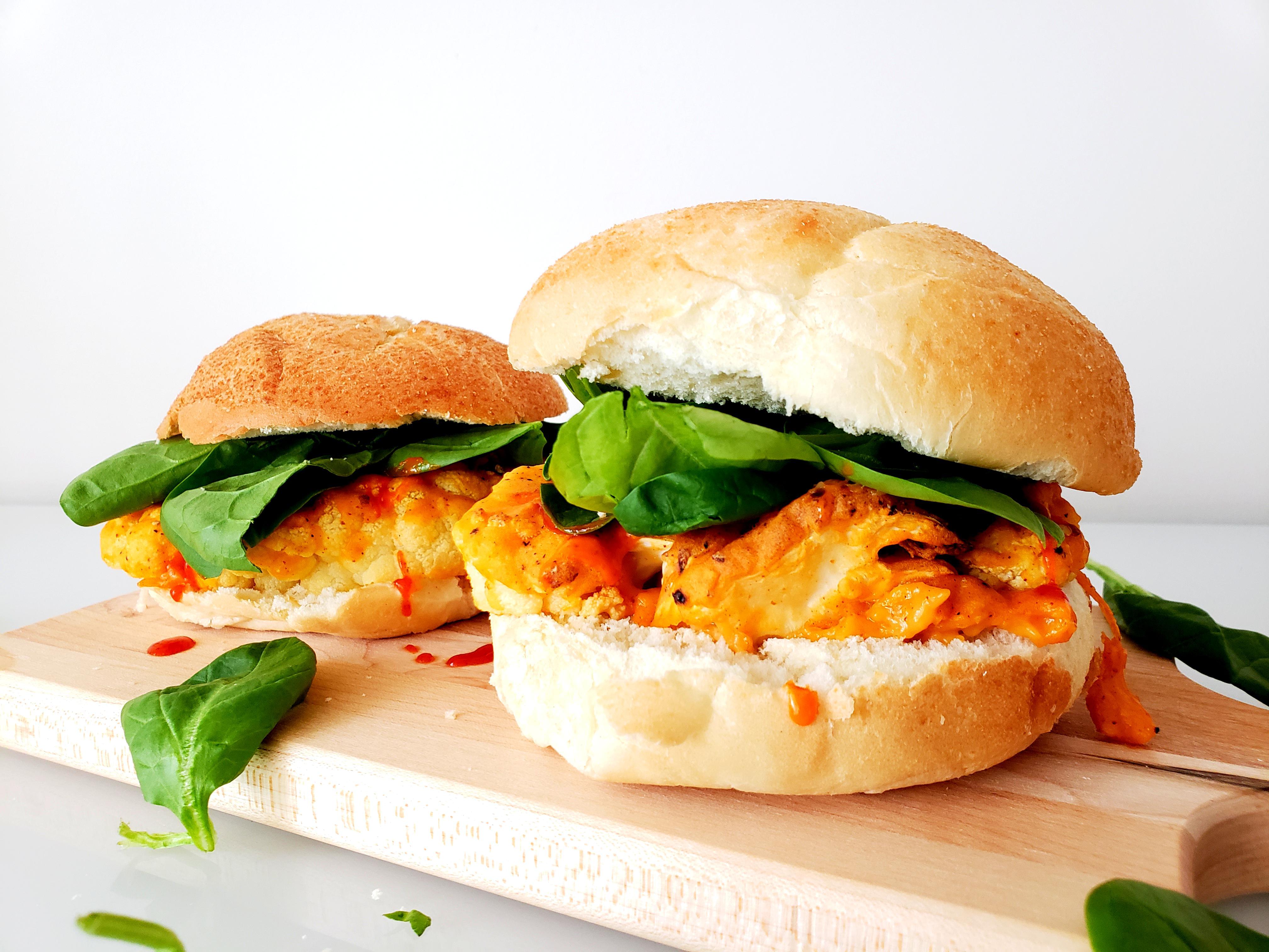Buffalo Cauliflower Sandwiches on Buns