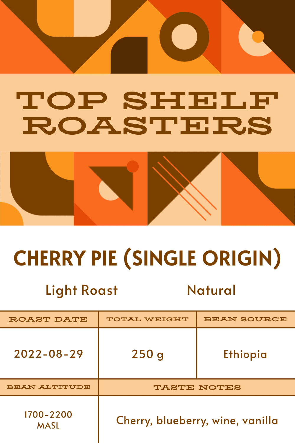 Generated coffee bean product label sample