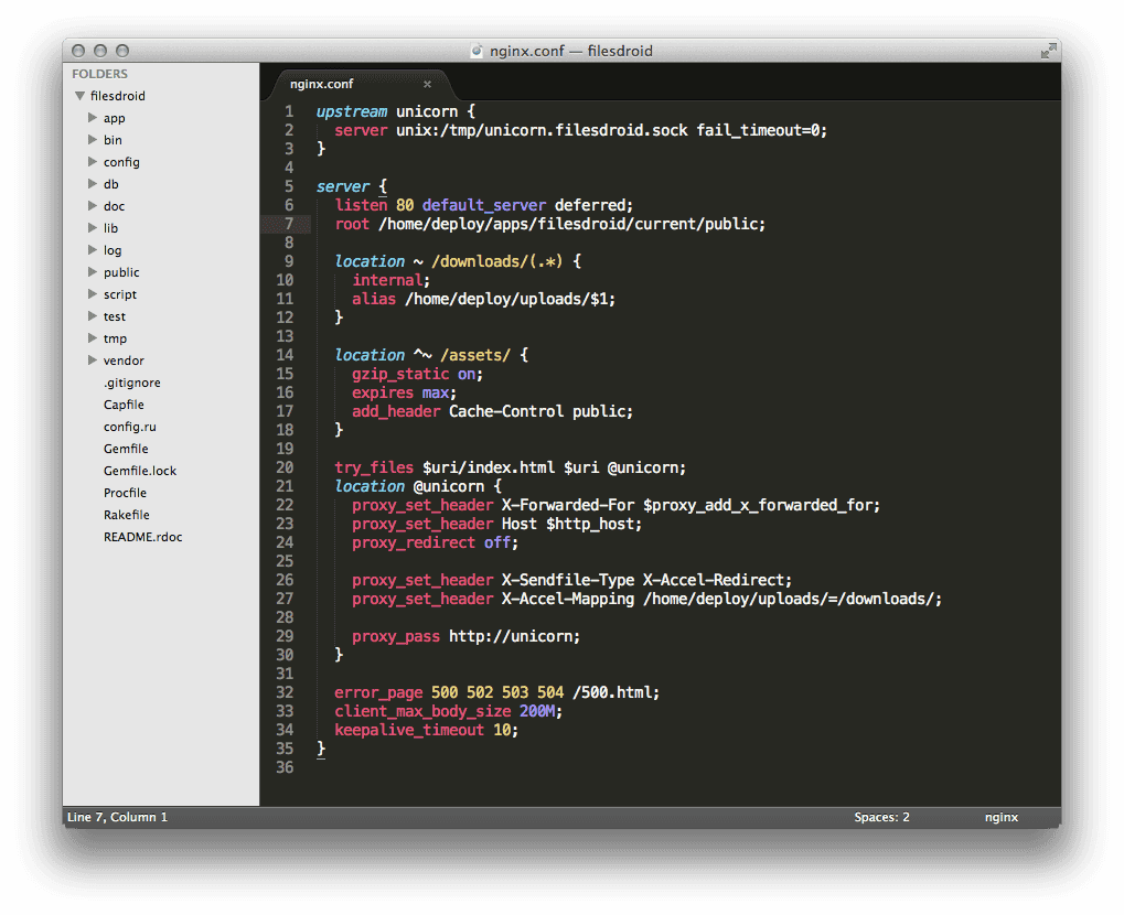 Nginx config syntax highlighting in sublimetext sheharyar naseer