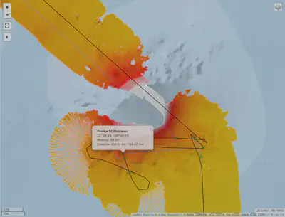 Bathymetry of the Nova Seamount, dredging East to West.