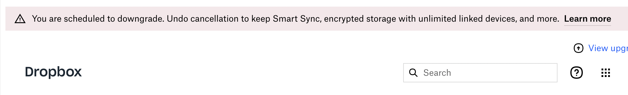 A tightly cropped screenshot of a red banner that reads "You are scheduled to downgrade."
