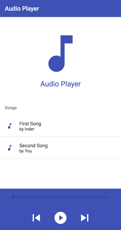 Image of music/audio player application built with Angular and RxJS