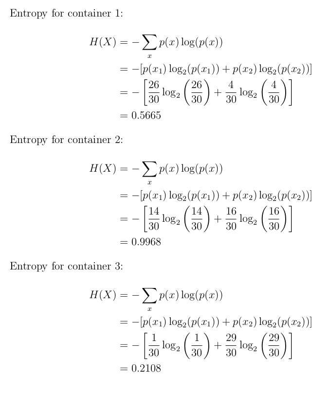 calculate the entropy