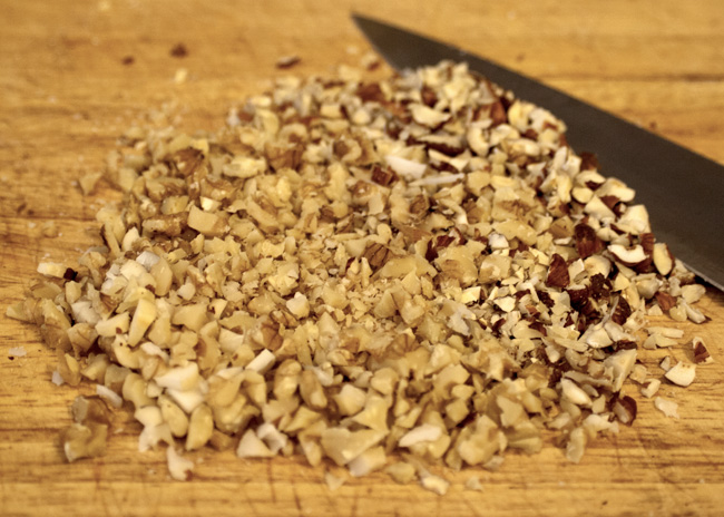 Chopped nuts, soon to be in crunchy, nutty granola
