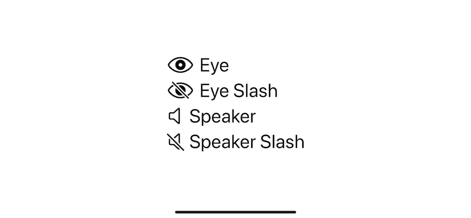 A slash variant is used to communicate visibility and mute state.