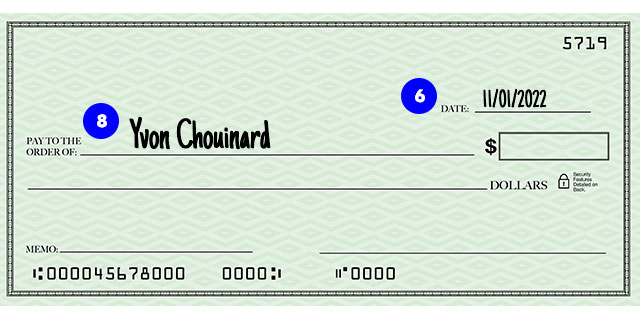 A personal check showing the recipient's name filled out