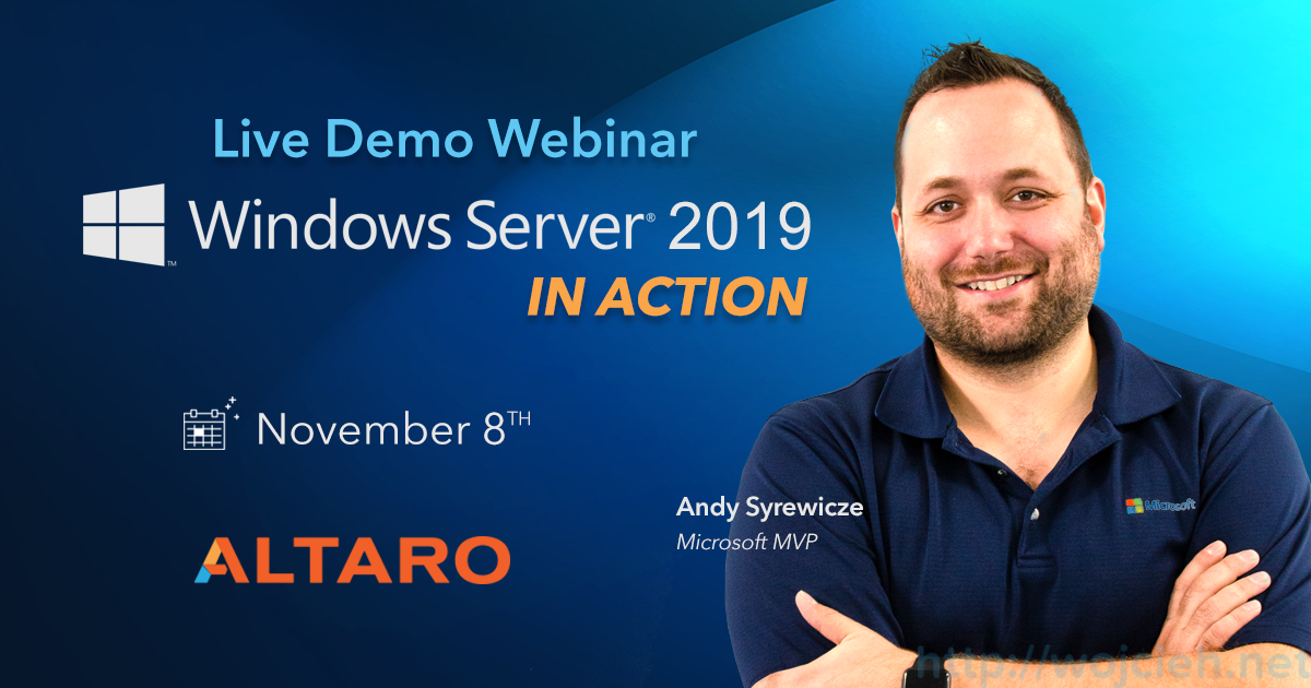 Altaro - live Demo Webinar - Windows Server 2019 In Action - logo Altaro