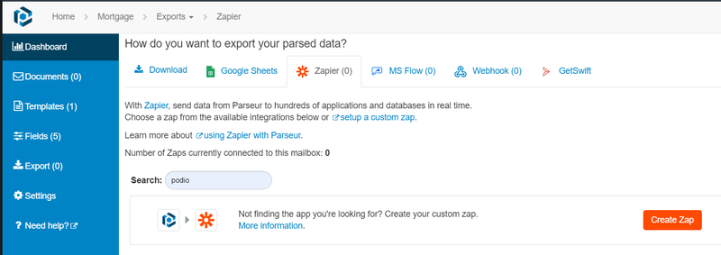 export data to Podio via Zapier