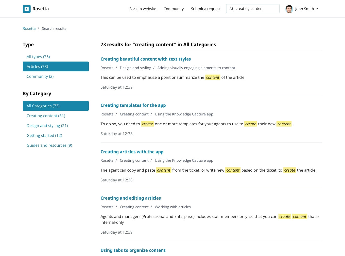 Rosetta Zendesk Guide theme - Screenshot 5
