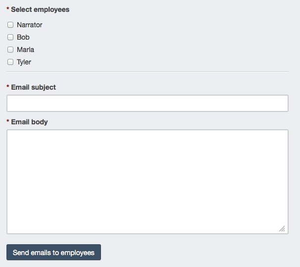 Employee email form