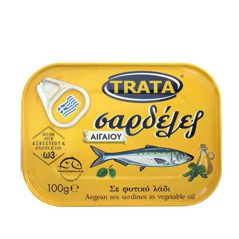 Epicerie-Grecque-Produits-Grecs-Sardines-a-l'huile-vegetale-100g-trata
