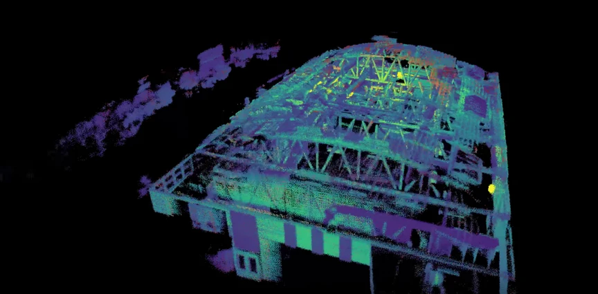 An indoor 3D scan taken with a sensor on a DJI commercial drone.
