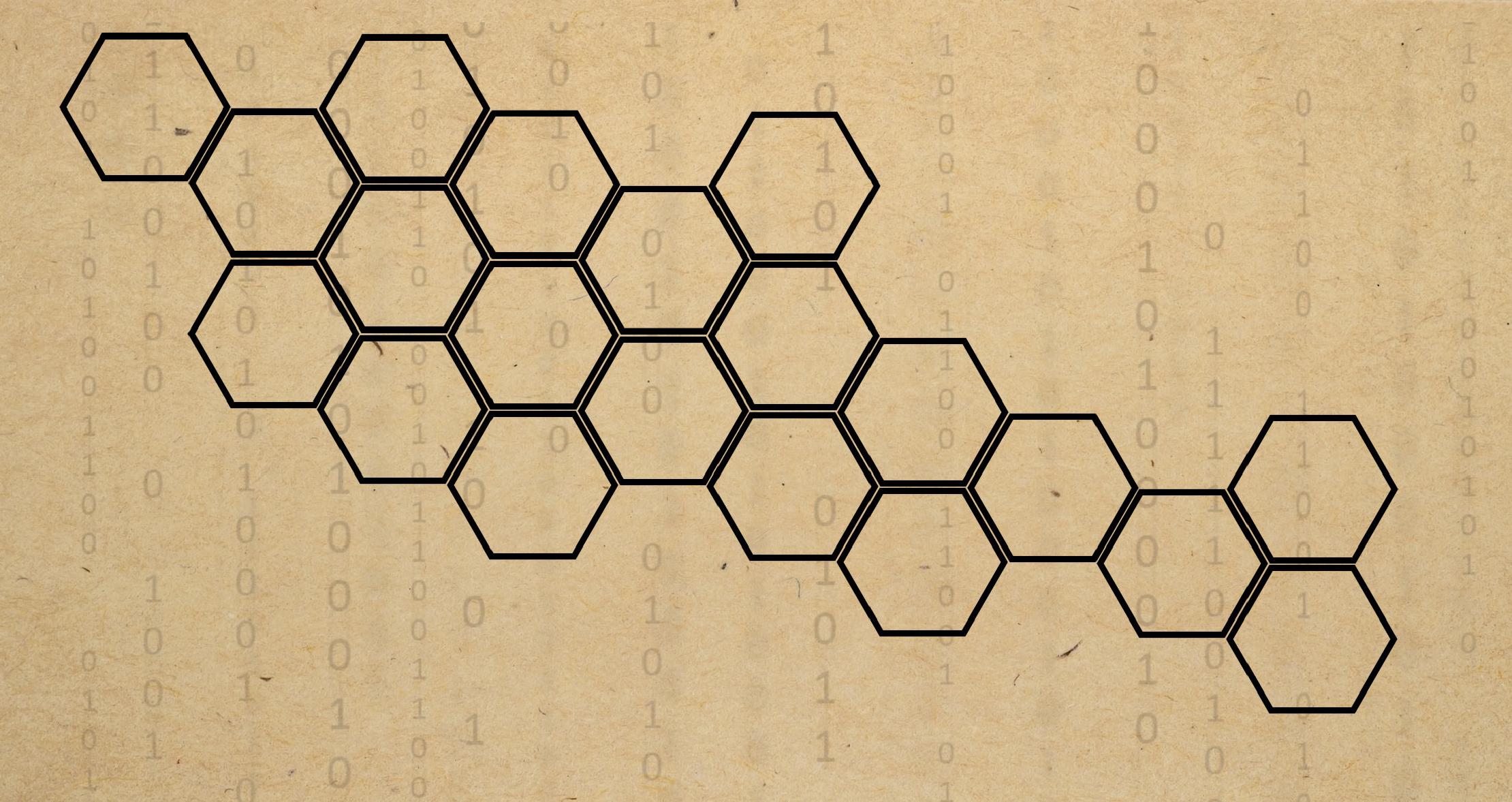 Thumbnail Hexagons over a background of binary digits.