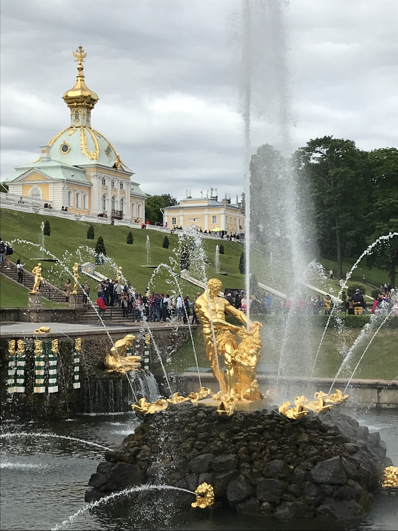 Gilded fountains at the Peterhof Palace.