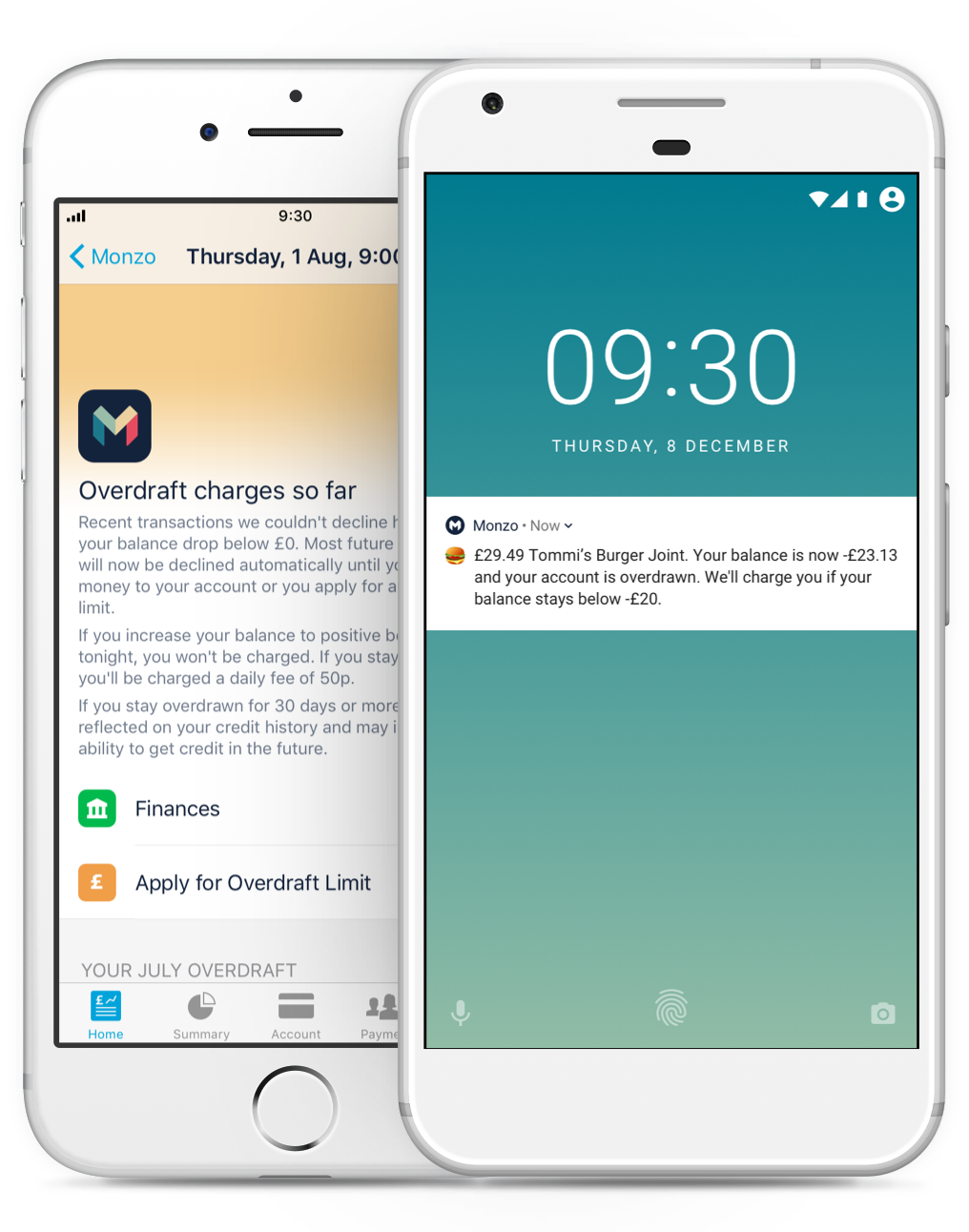 Phone notification show overdraft eligibility