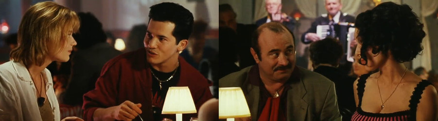 A shot from the Super Mario Bros. movie. This image shows (left, to right): Daisy, Luigi, Mario,Daniela; and that neither Daisy nor Luigi bothered to dress up for their date