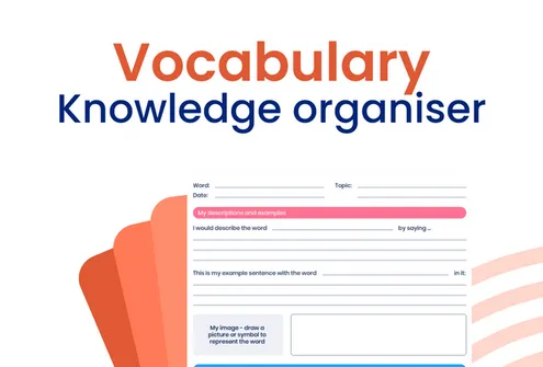Vocabulary knowledge organiser printable