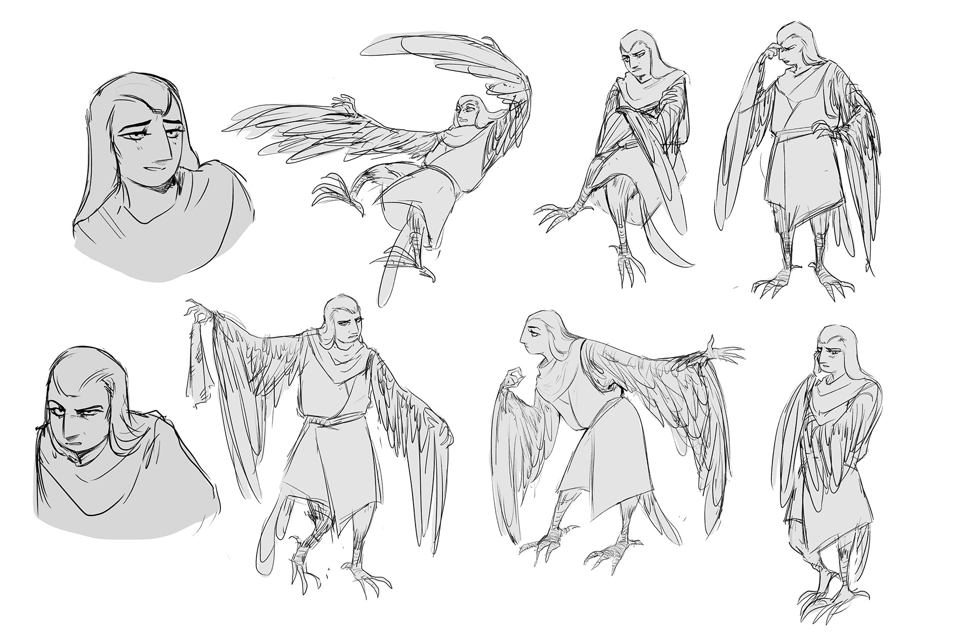 Sketches of Ori in different poses.