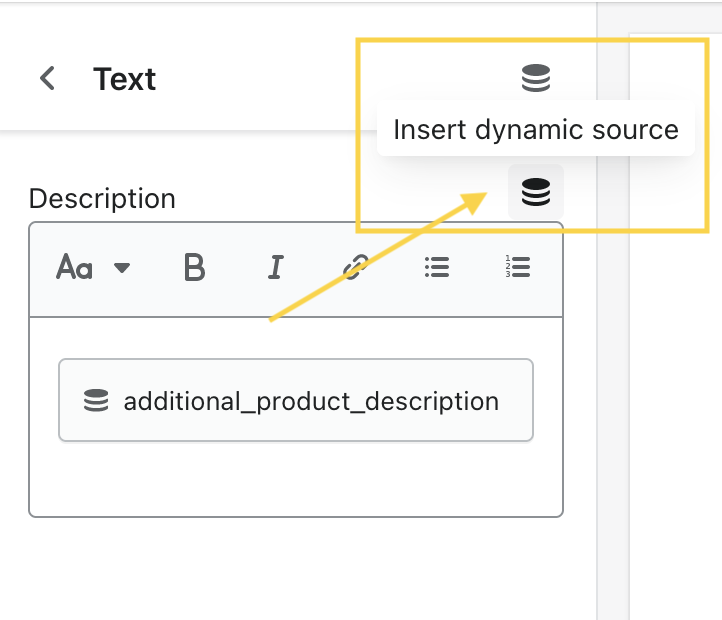Inserting metafield value rich text as dynamic source
