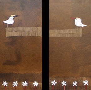 Ilze Dusel, Latvia. "The Birds". MDF, mixed media, 50x70 (two pieces) Ilze Dusel, Latvia. "The Birds". MDF, mixed media, 50x70 (two pieces)