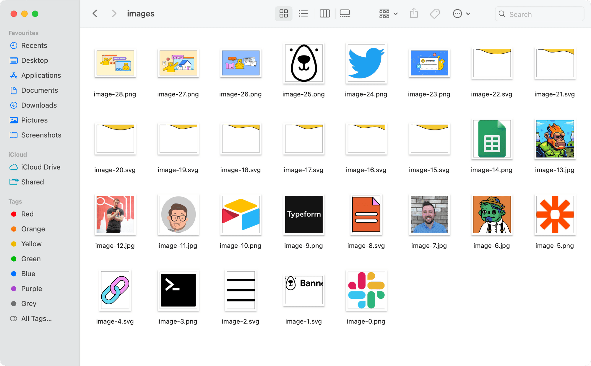 screenshot of the folder containing the downloaded images