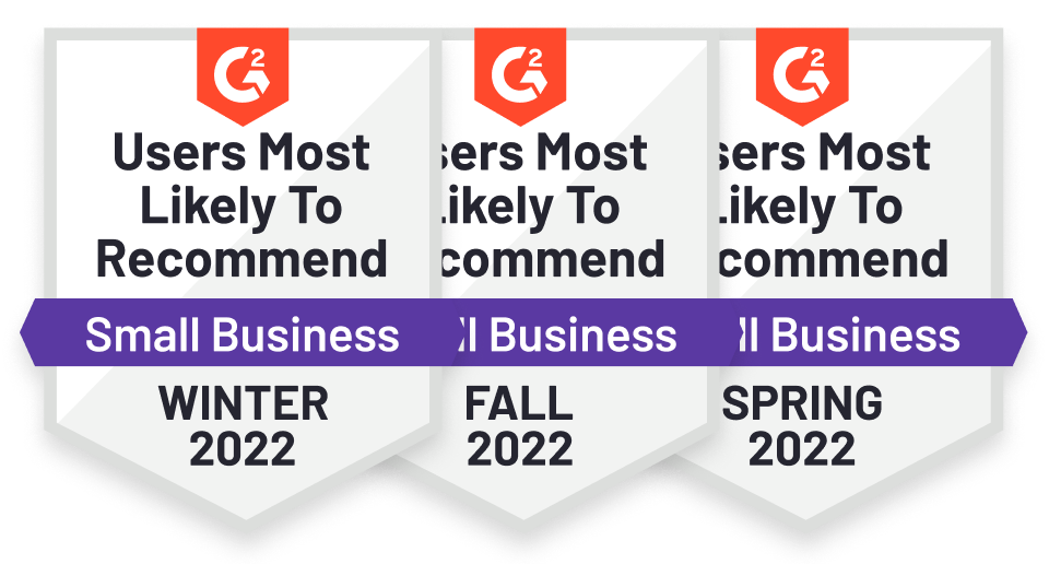 G2 users most likely to recommend small business in winter, fall, and spring 2022