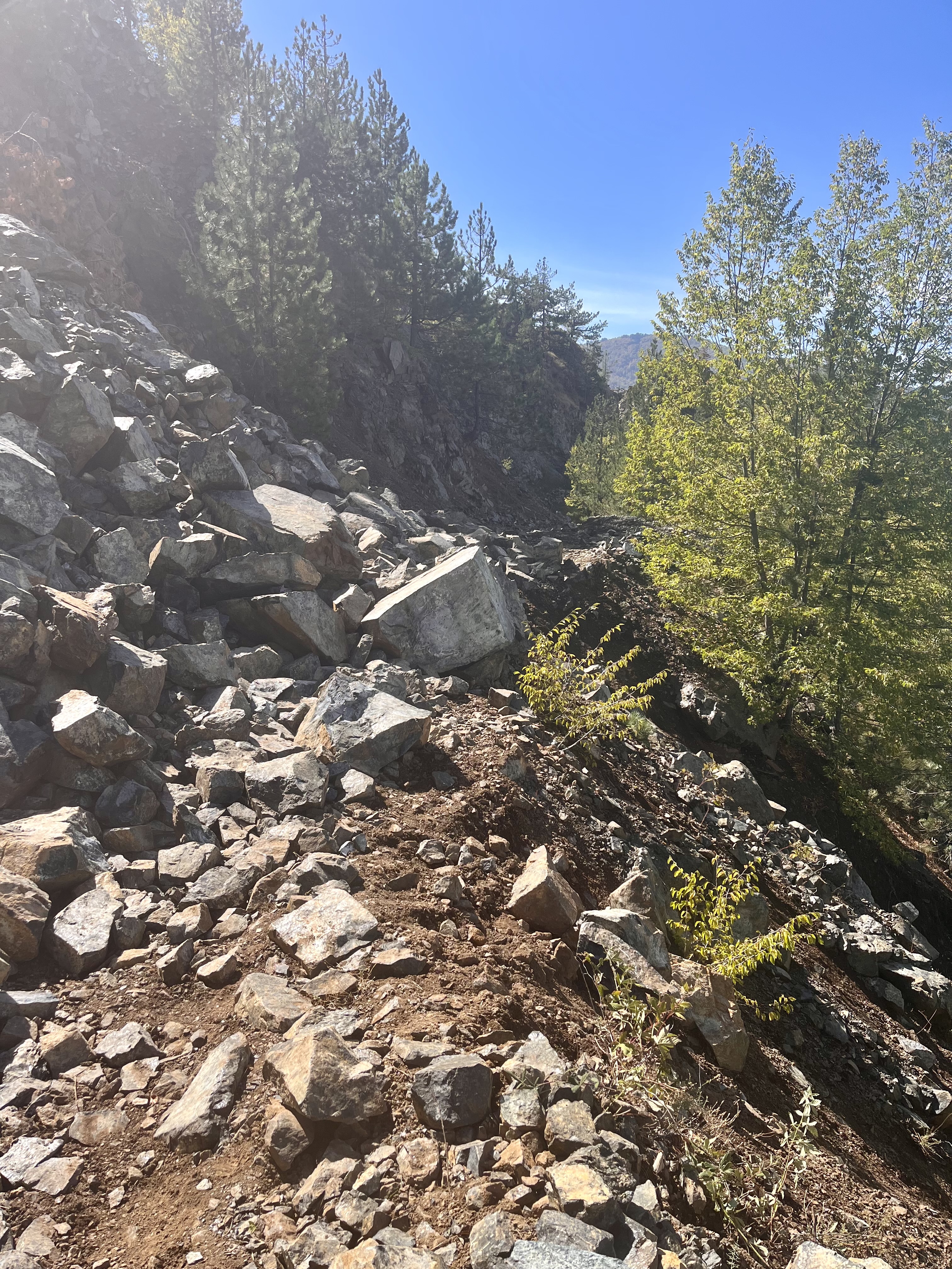 This rock slide completely blocked the trail