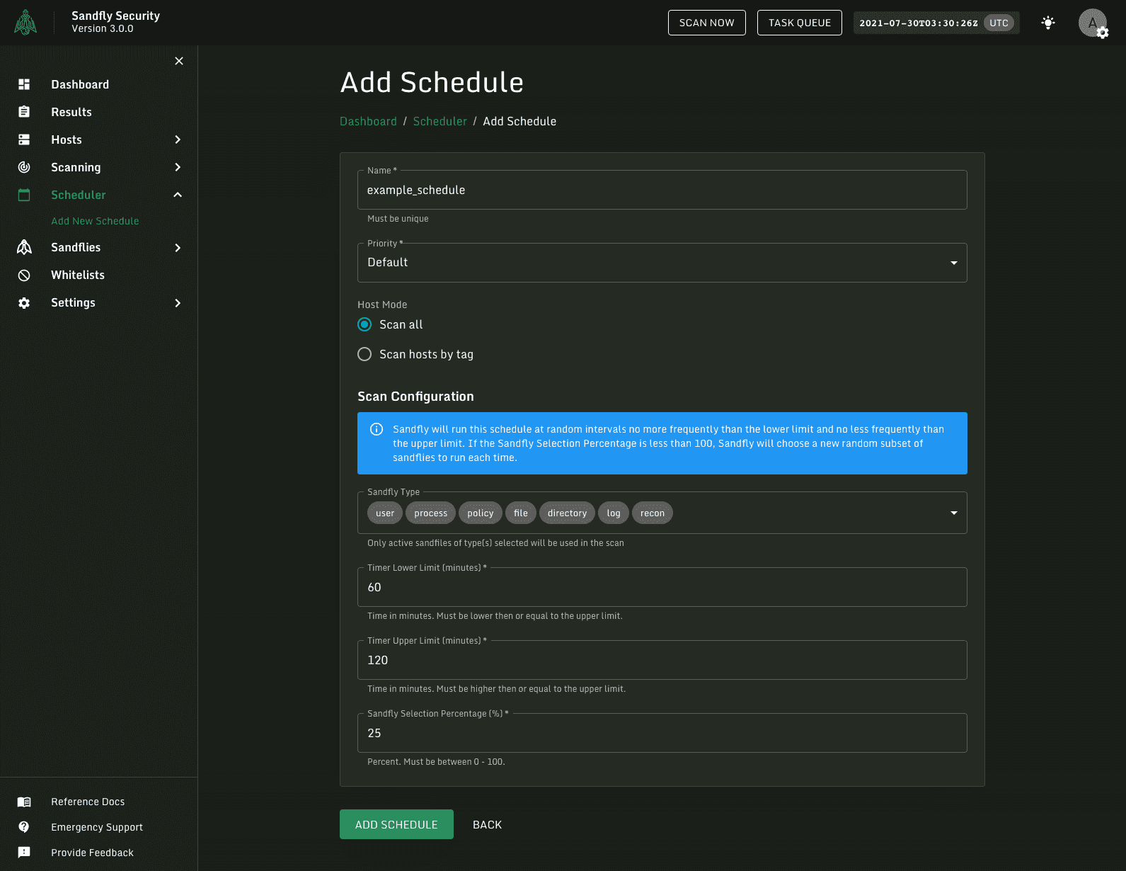 Sandfly scheduler