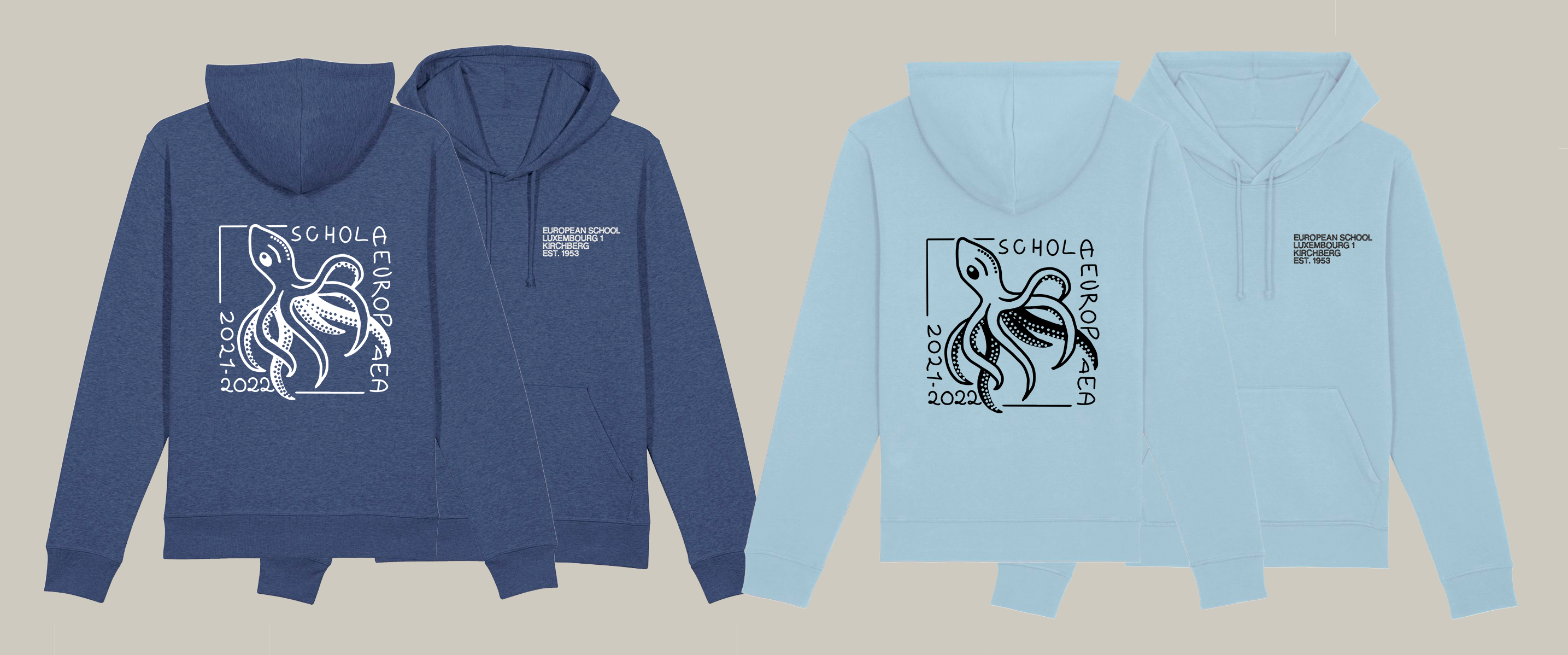 Dark heather indigo and Sky blue hoodie