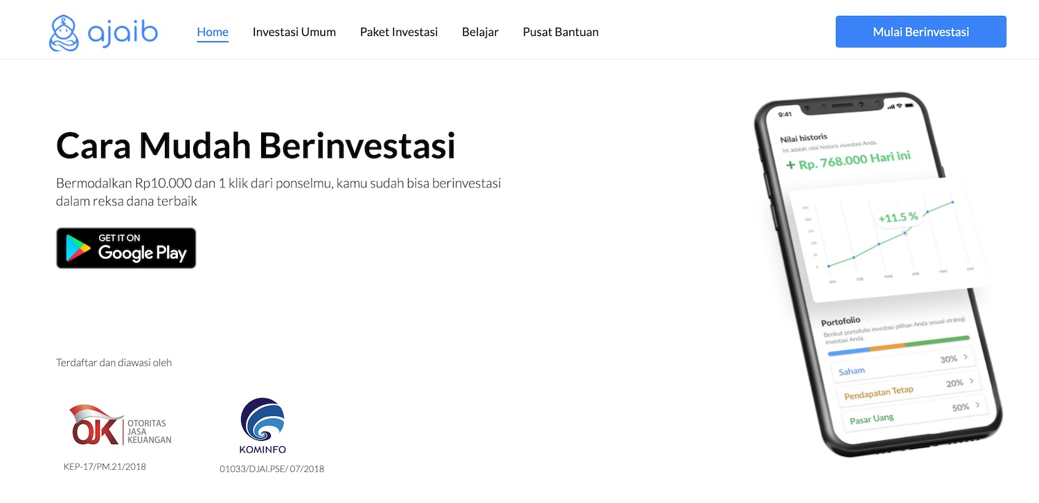 Investasi Reksa Dana dengan aplikasi Ajaib