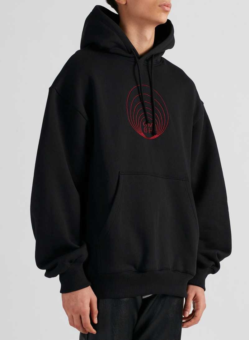 Abbas black hoodie, side view. GmbH AW22 collection.