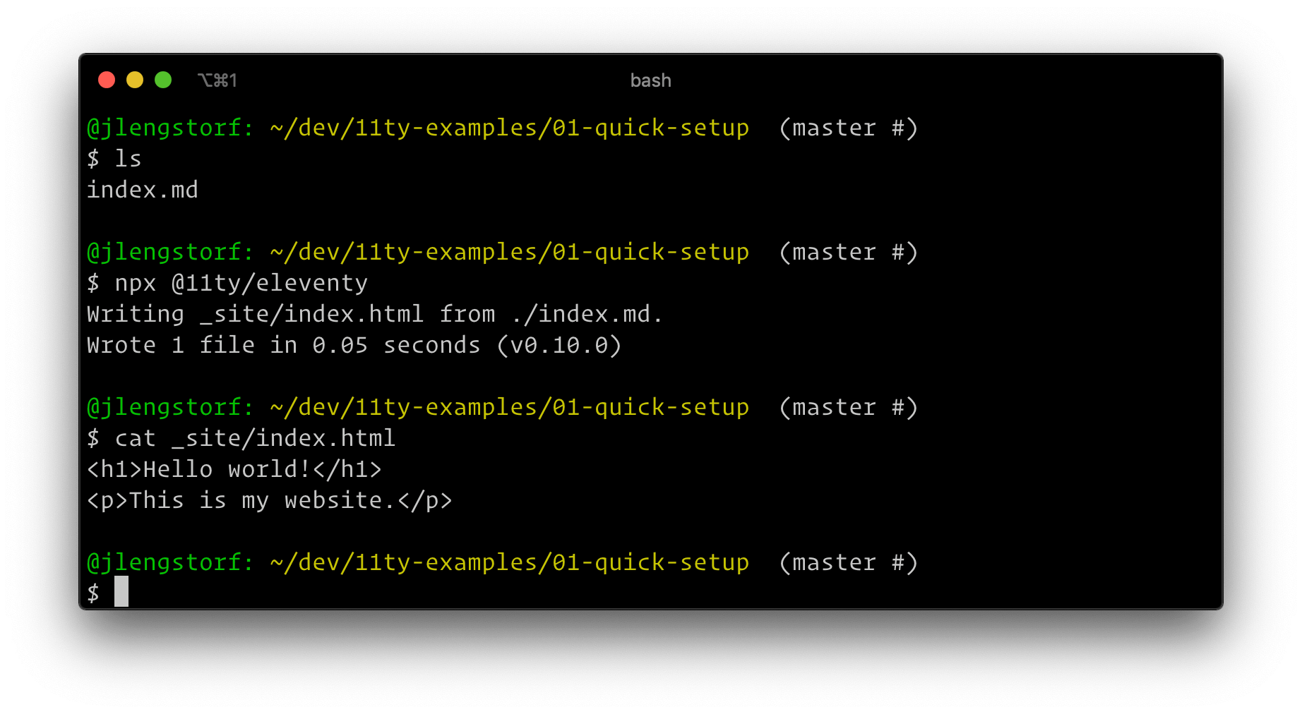 A screenshot of the above steps being run in the CLI.