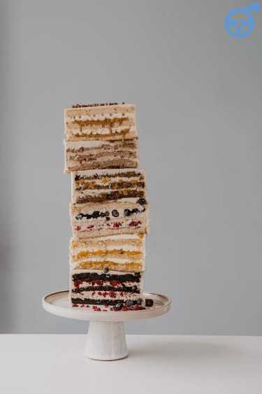Layers of a deep mattress, stacked cake slices